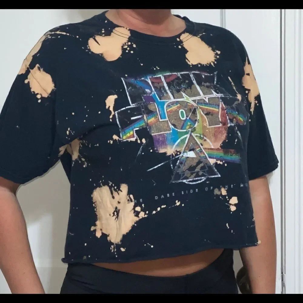 Tie-dye Pink Floyd Dark Side of The Moon crop top